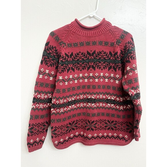 Vintage Eddie Bauer Nordic Fair Isle Alpine Wool Ski Sweater Womens Size Small - Picture 1 of 6
